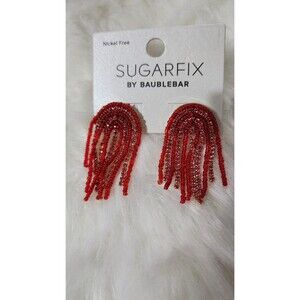 NEW Sugarfix by Baublebar Red Bead Rhinestone Arch Statement Earrings